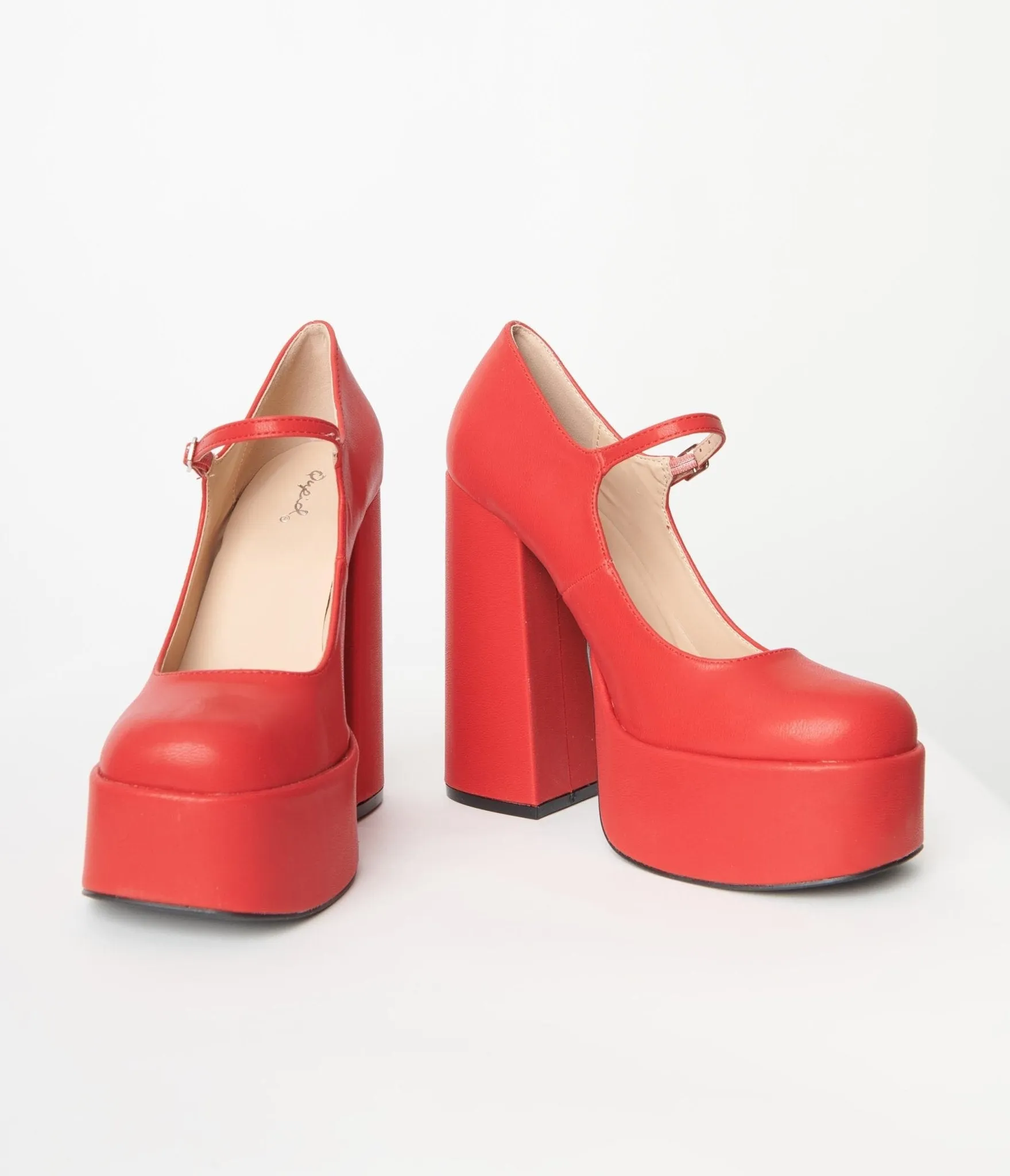 1970s Red Platform Mary Jane Heels