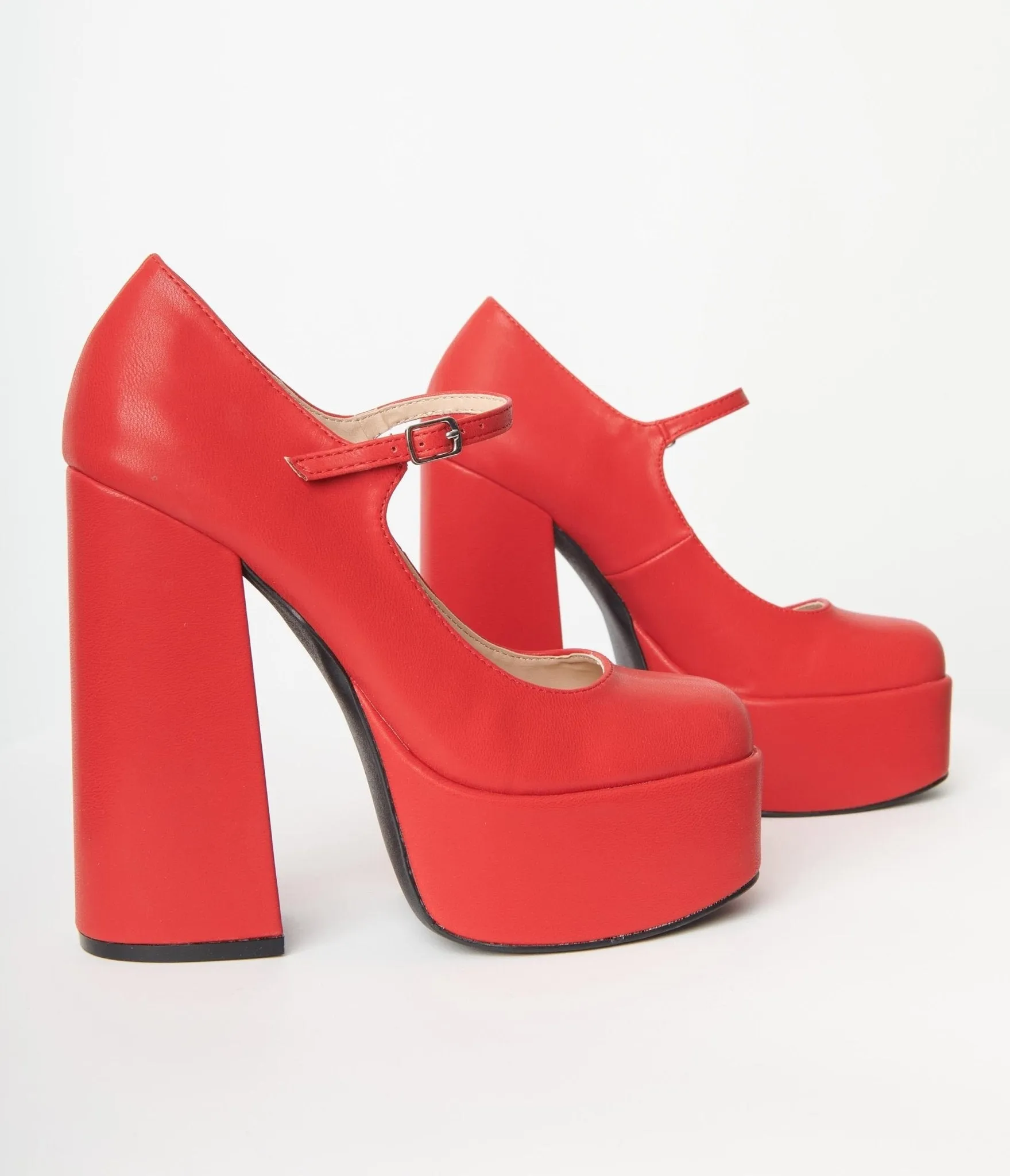 1970s Red Platform Mary Jane Heels