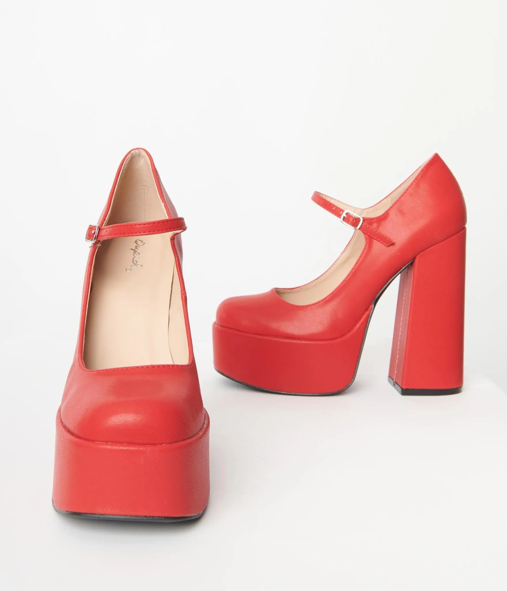 1970s Red Platform Mary Jane Heels