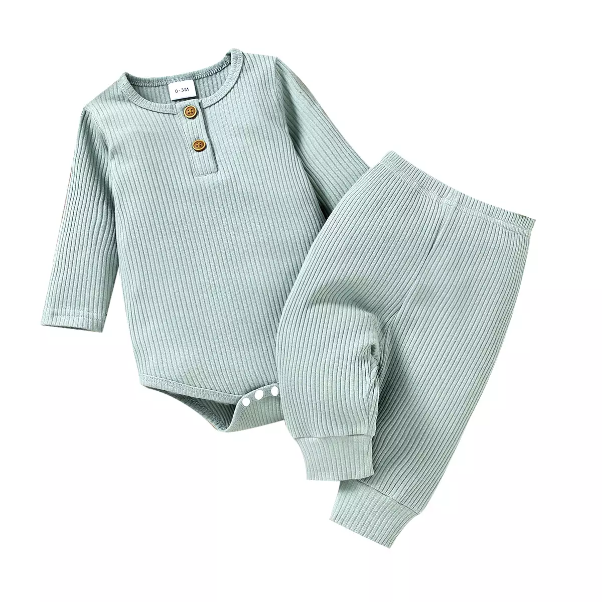 2 Pieces Set Baby Girls Boys Solid Color Striped Rompers And Pants Wholesale 24011103