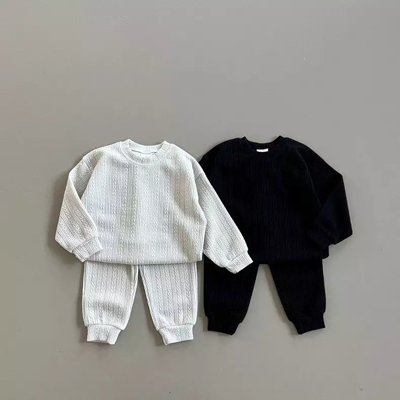 2 Pieces Set Baby Kid Boys Solid Color Tops And Pants Wholesale 23113033