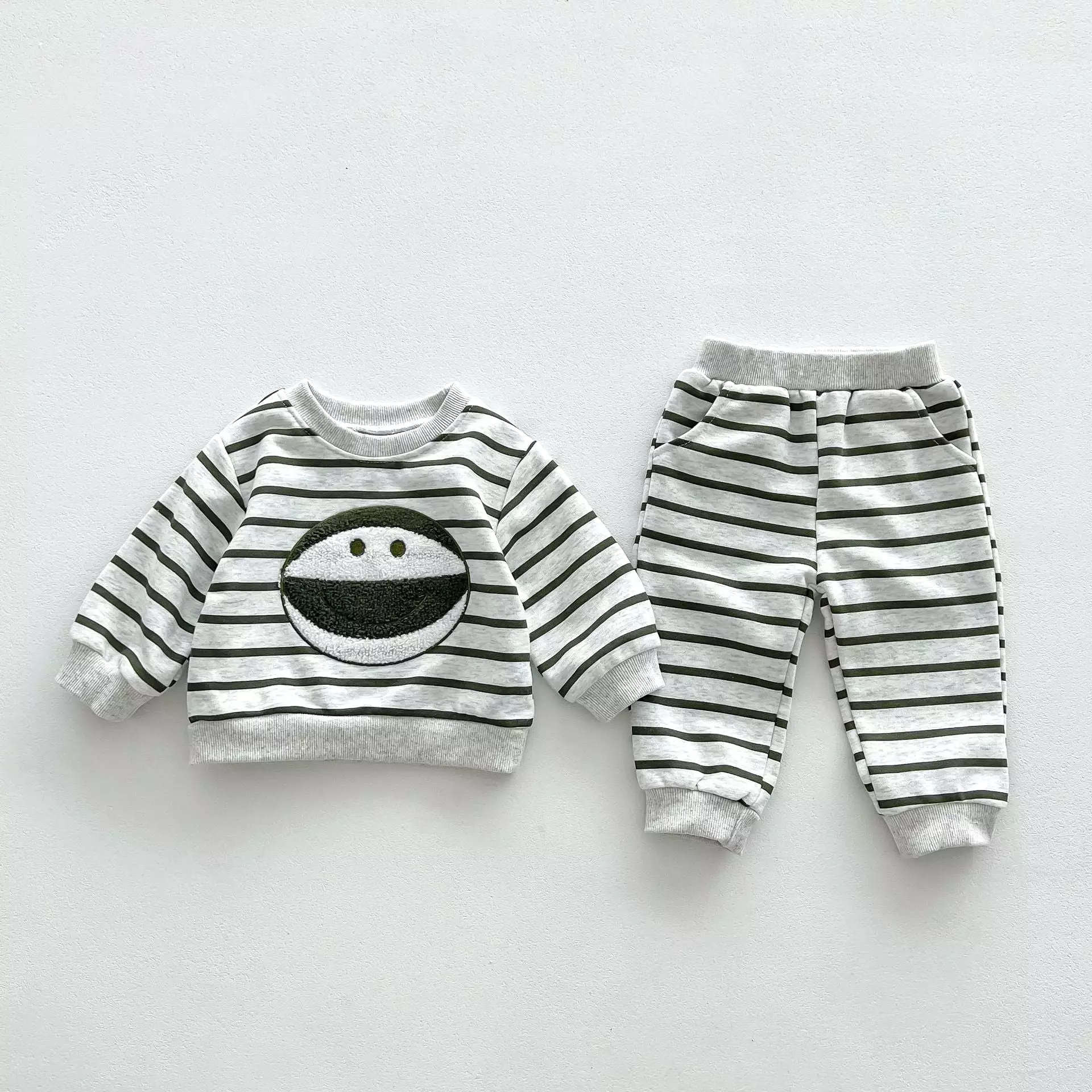 2 Pieces Set Baby Kid Boys Striped Cartoon Tops And Pants Wholesale 23101921