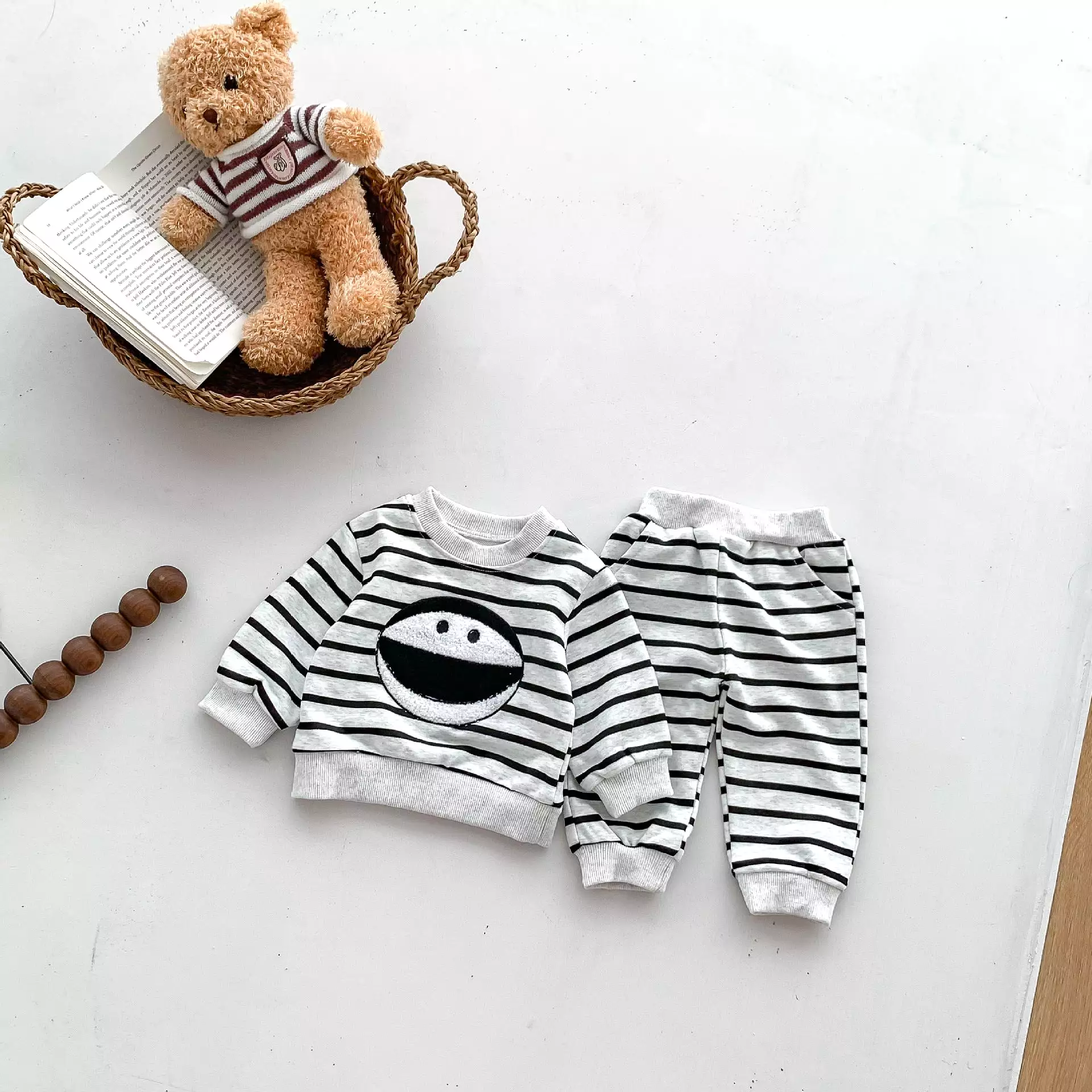 2 Pieces Set Baby Kid Boys Striped Cartoon Tops And Pants Wholesale 23101921