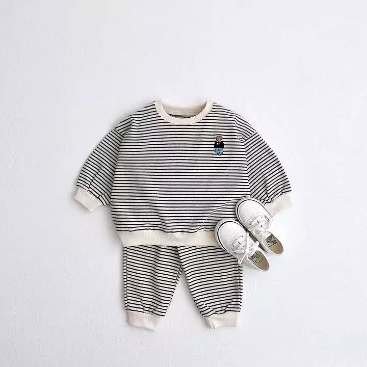 2 Pieces Set Baby Kid Boys Striped Cartoon Tops And Pants Wholesale 23113046