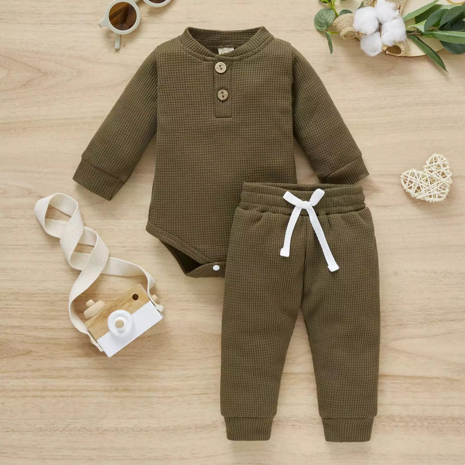 2 Pieces Set Baby Kid Girls Boys Solid Color Rompers And Pants Wholesale 23113008