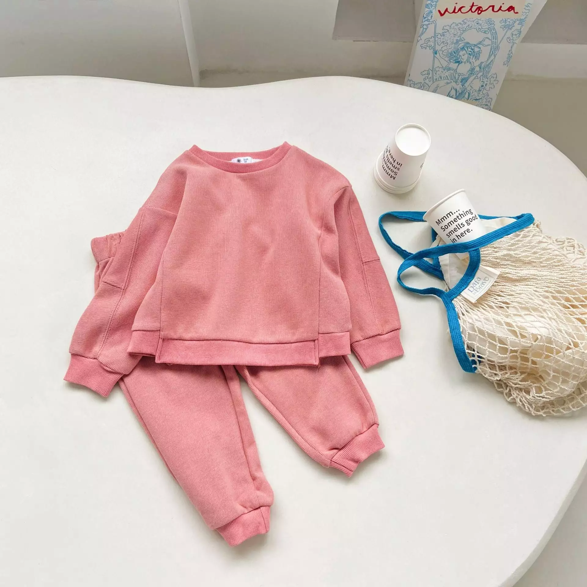 2 Pieces Set Baby Kid Girls Boys Solid Color Tops And Pants Wholesale 23090667