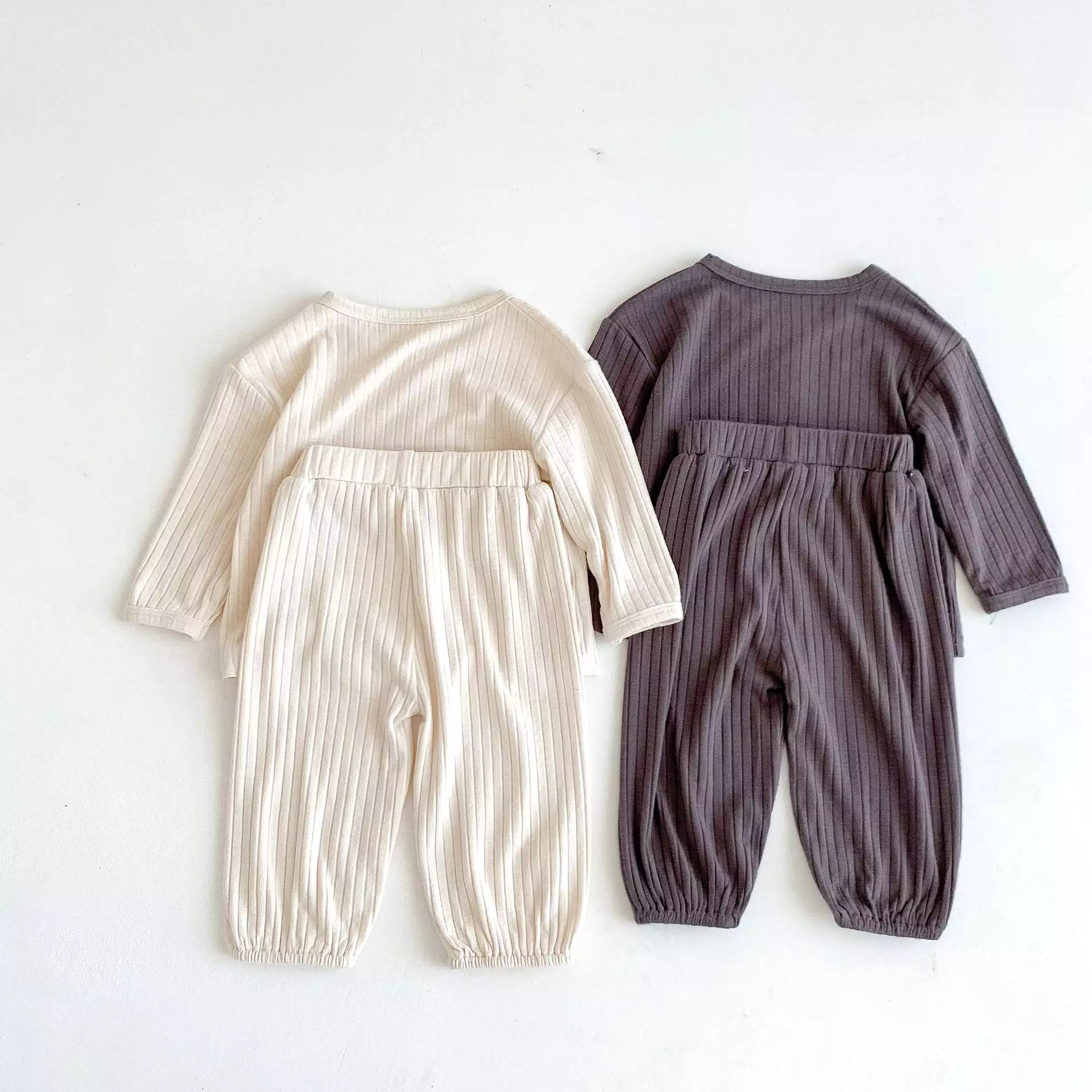 2 Pieces Set Baby Kid Girls Boys Solid Color Tops And Pants Wholesale 23101911