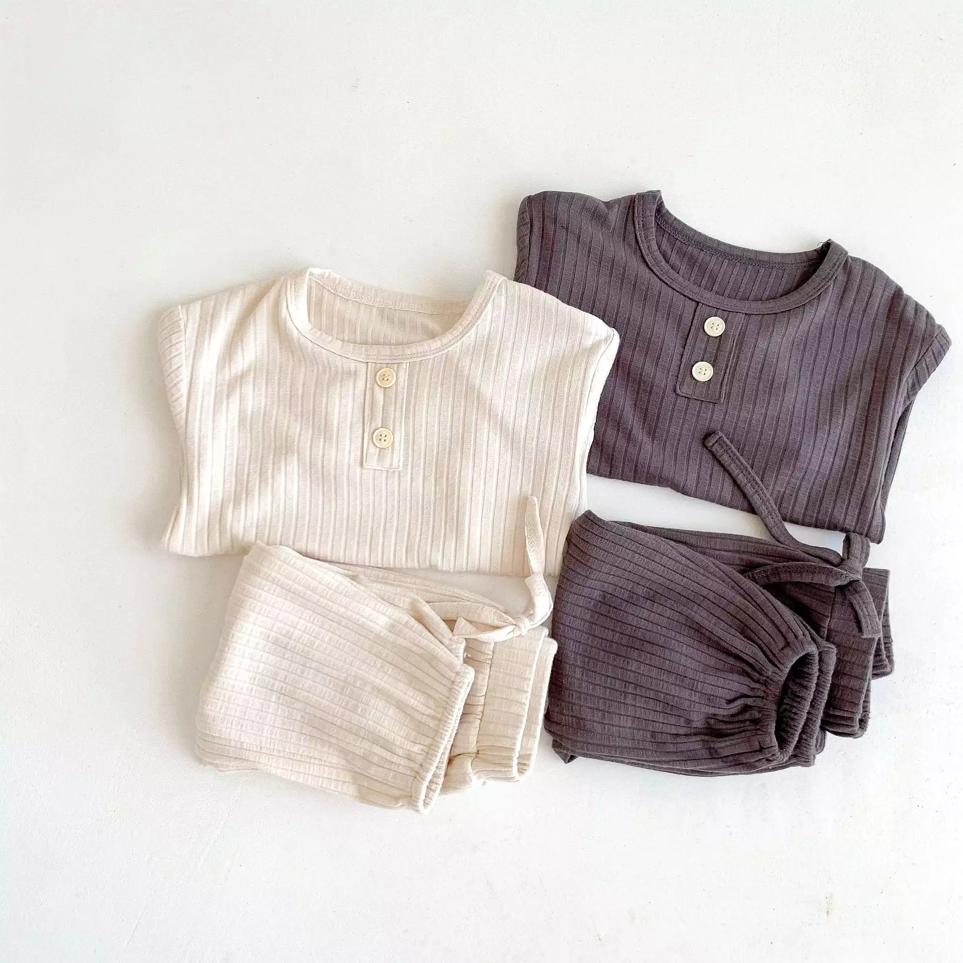 2 Pieces Set Baby Kid Girls Boys Solid Color Tops And Pants Wholesale 23101911