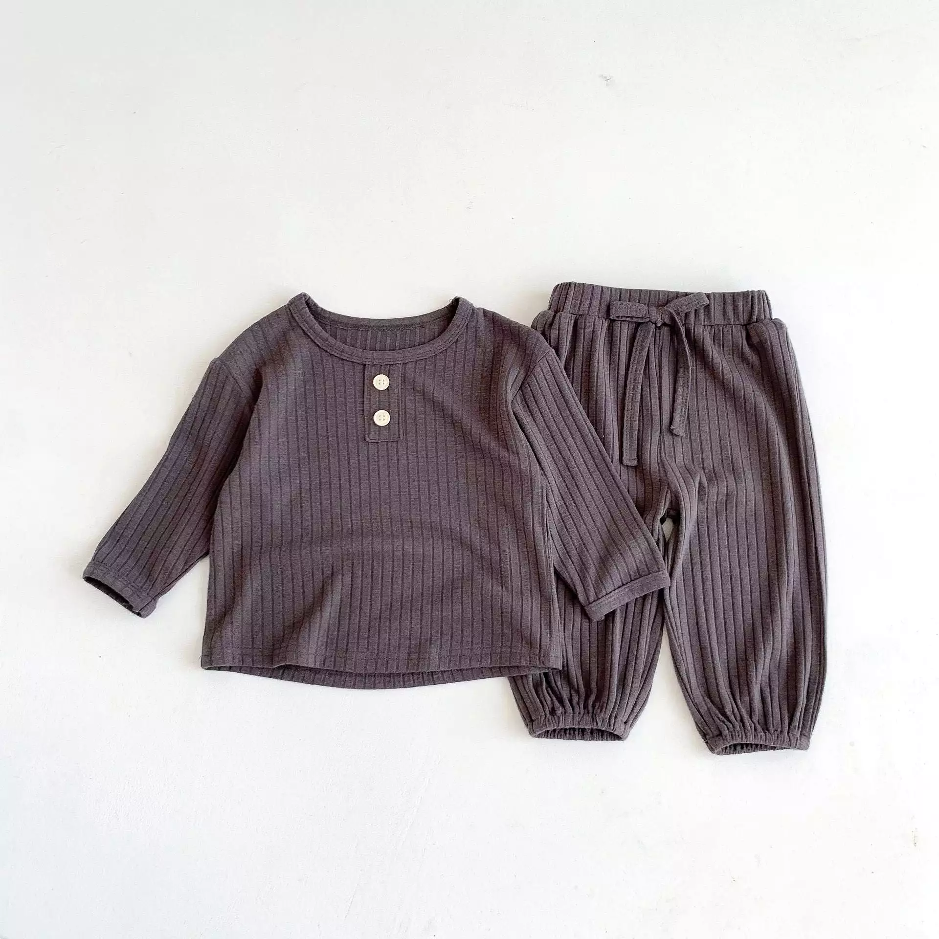 2 Pieces Set Baby Kid Girls Boys Solid Color Tops And Pants Wholesale 23101911