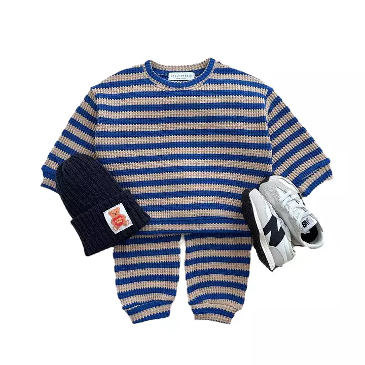 2 Pieces Set Baby Kid Girls Boys Striped Color-blocking Tops And Pants Wholesale 231130150