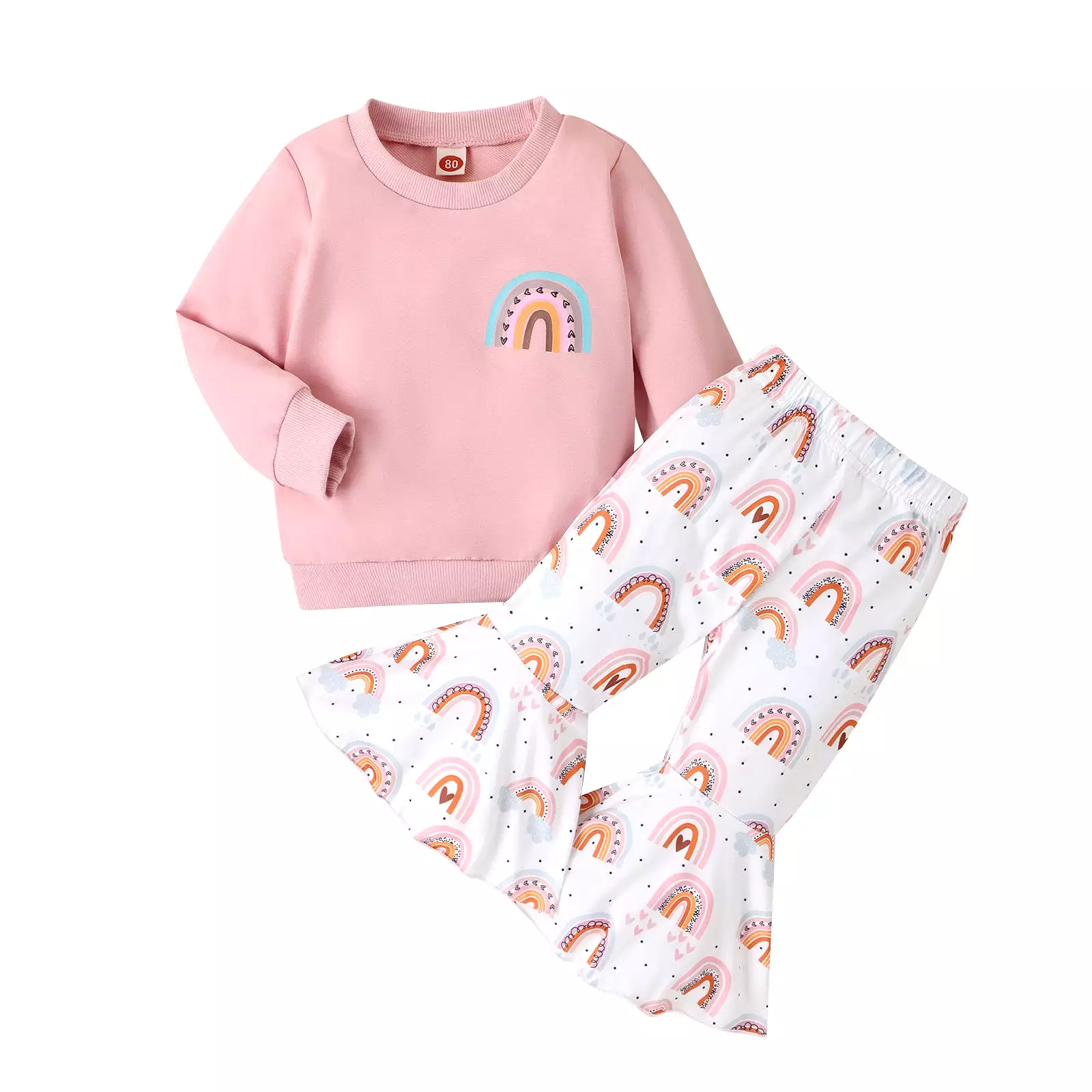 2 Pieces Set Baby Kid Girls Rainbow Tops And Pants Wholesale 24011133