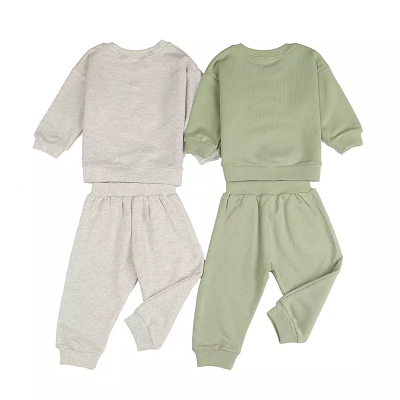 2 Pieces Set Baby Kid Girls Solid Color Rainbow Tops And Pants Wholesale 24011102