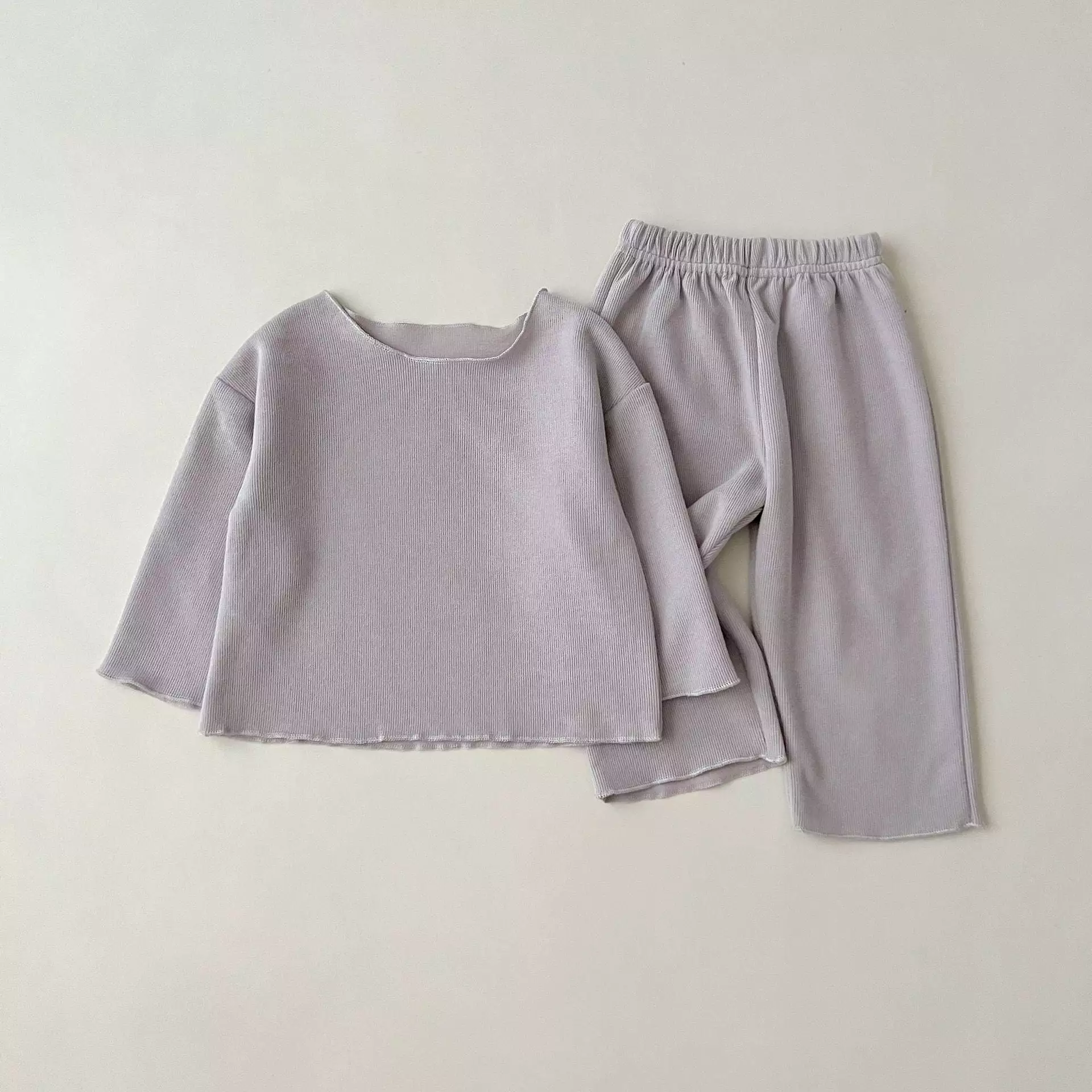 2 Pieces Set Baby Kid Girls Solid Color Tops And Pants Wholesale 23113084