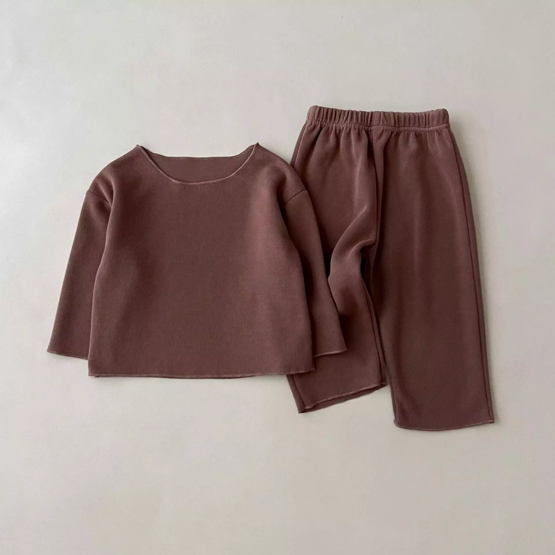 2 Pieces Set Baby Kid Girls Solid Color Tops And Pants Wholesale 23113084