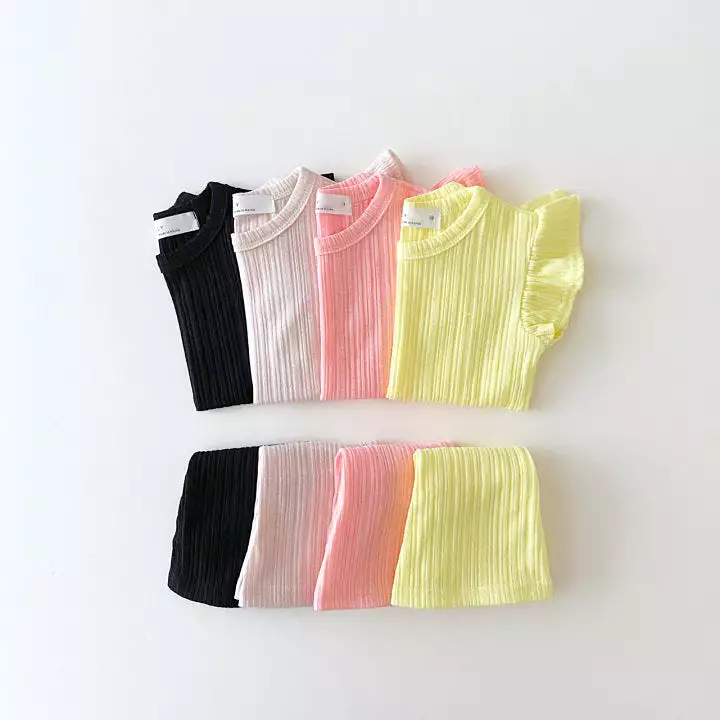 2 Pieces Set Baby Kid Girls Solid Color Tops And Pants Wholesale 24030120