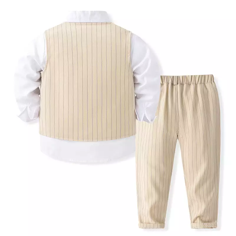 3 Pieces Set Baby Kid Boys Solid Color Shirts Striped Vests Waistcoats And Pants Wholesale 230828182