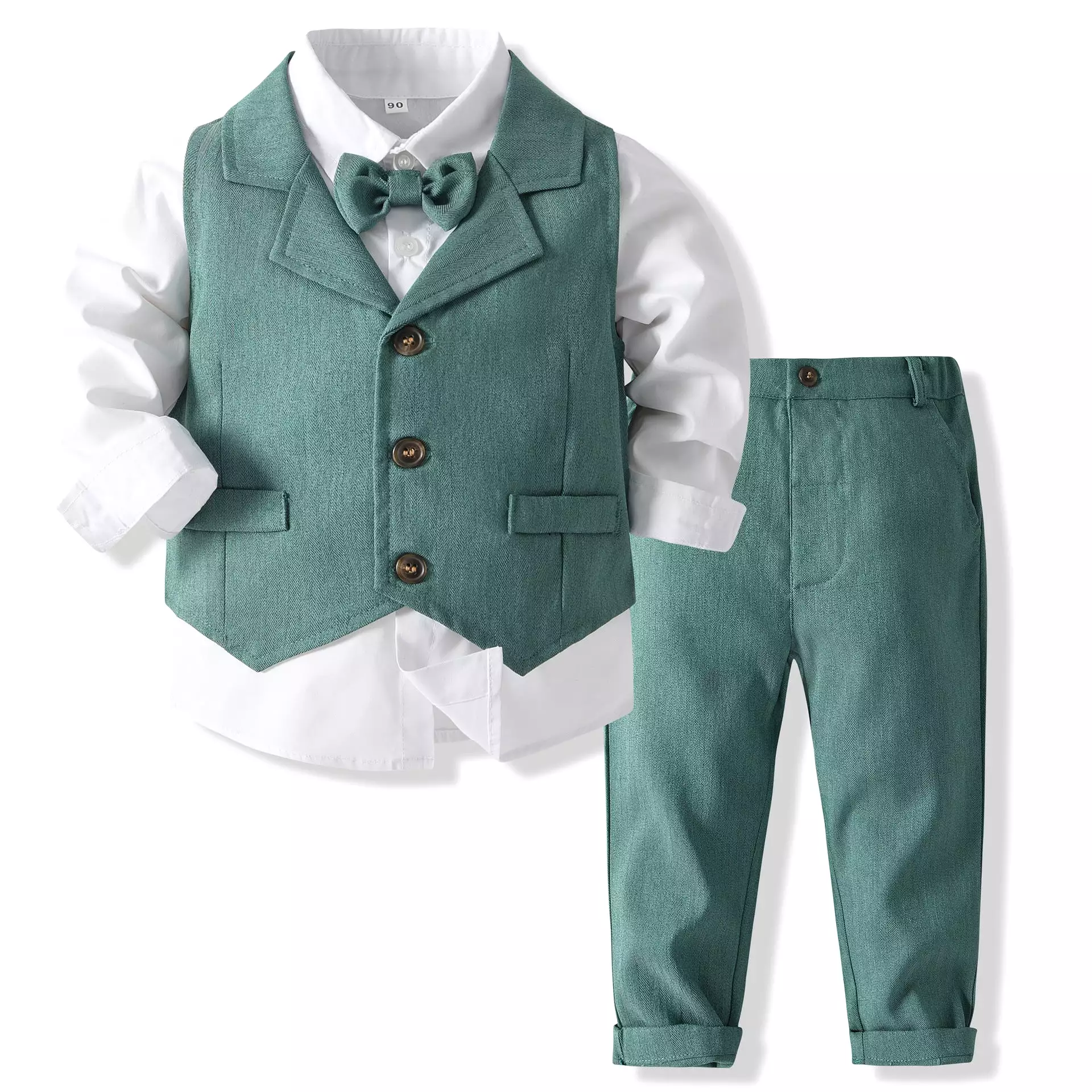 3 Pieces Set Baby Kid Boys Solid Color Shirts Vests Waistcoats And Pants Wholesale 23082837