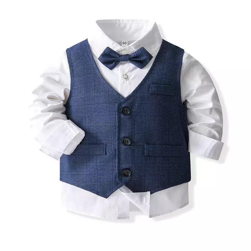 3 Pieces Set Baby Kid Boys Solid Color Shirts Vests Waistcoats And Pants Wholesale 230828381