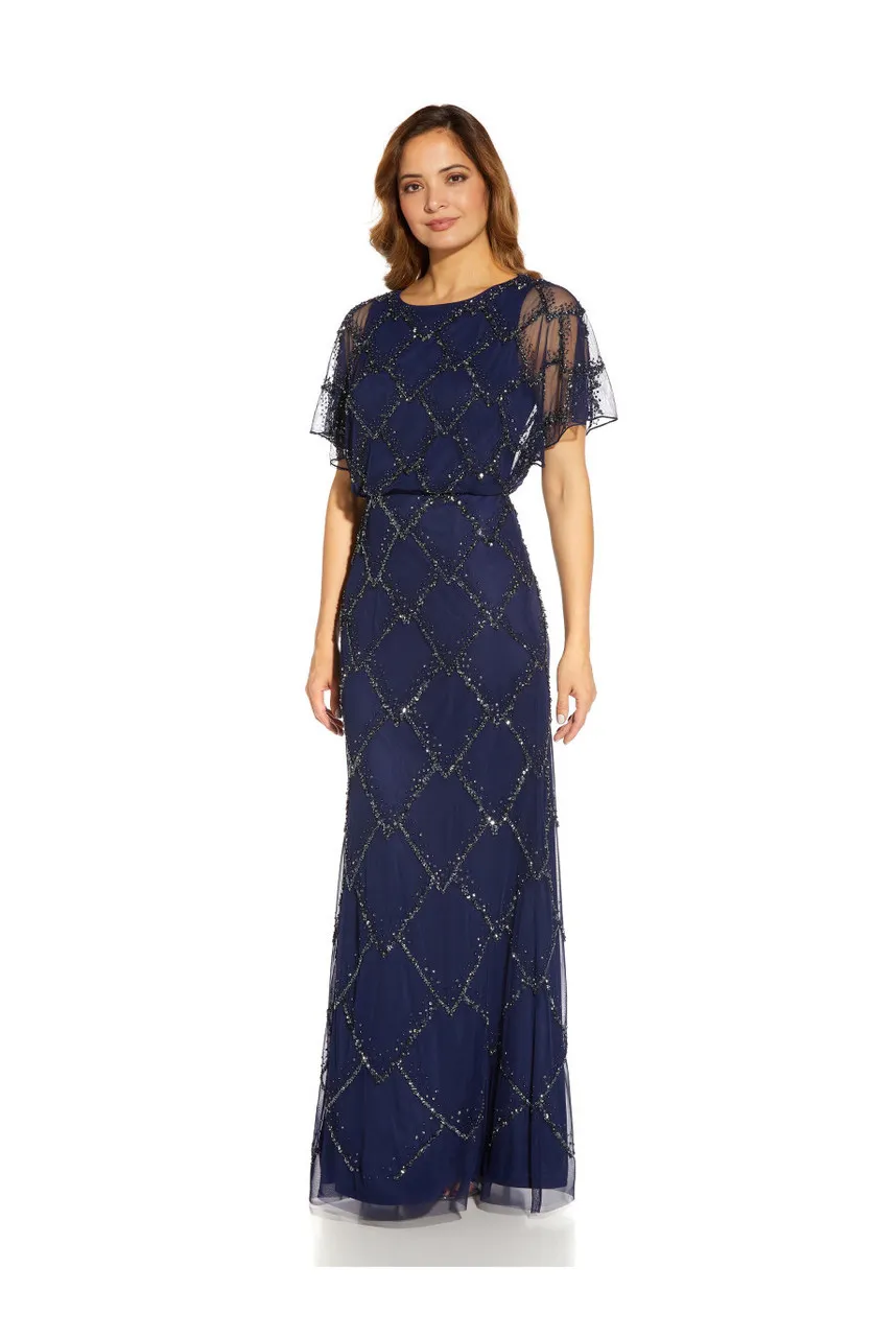 ADRIANNA PAPELL Beaded blouson gown 
                         
                     
                