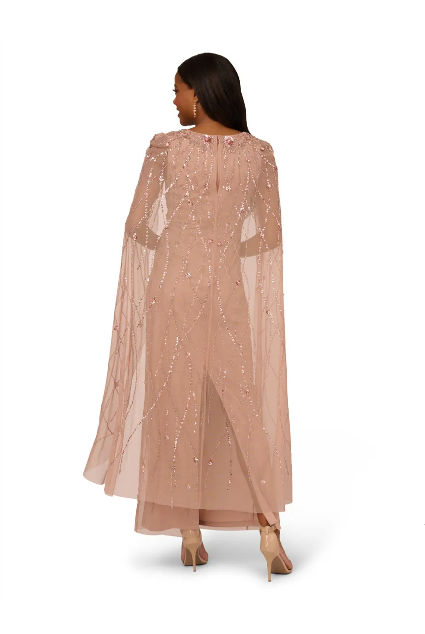 ADRIANNA PAPELL Beaded cape long dress 
                         
                     
                