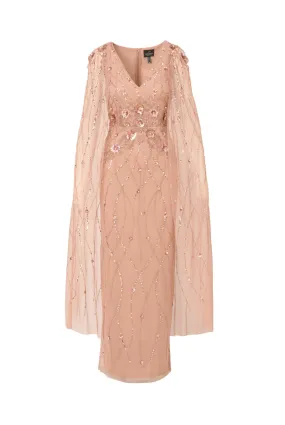 ADRIANNA PAPELL Beaded cape long dress 
                         
                     
                