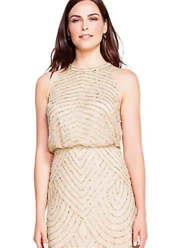 Adrianna Papell Beaded Halter Gown | Grattan