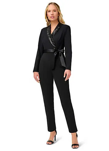 Adrianna Papell Knit Crepe Tuxedo Jumpsuit | Kaleidoscope