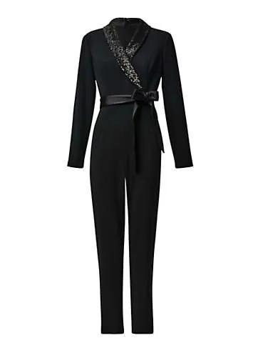 Adrianna Papell Knit Crepe Tuxedo Jumpsuit | Kaleidoscope