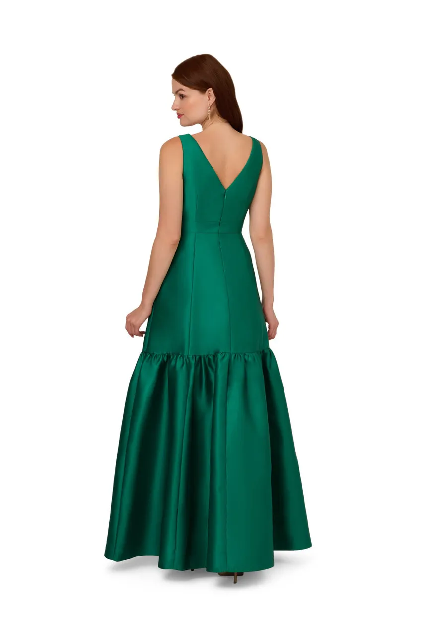 ADRIANNA PAPELL Mikado flounce shirred gown 
                         
                     
                