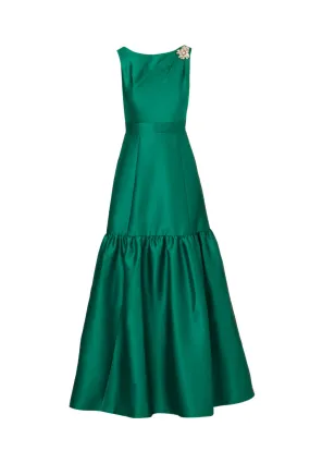 ADRIANNA PAPELL Mikado flounce shirred gown 
                         
                     
                