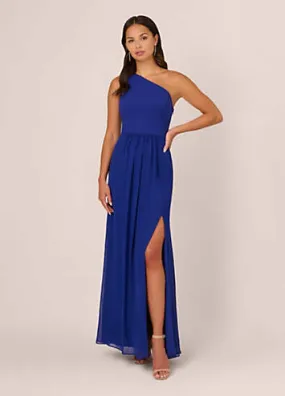 Adrianna Papell One Shoulder Chiffon Gown | Grattan