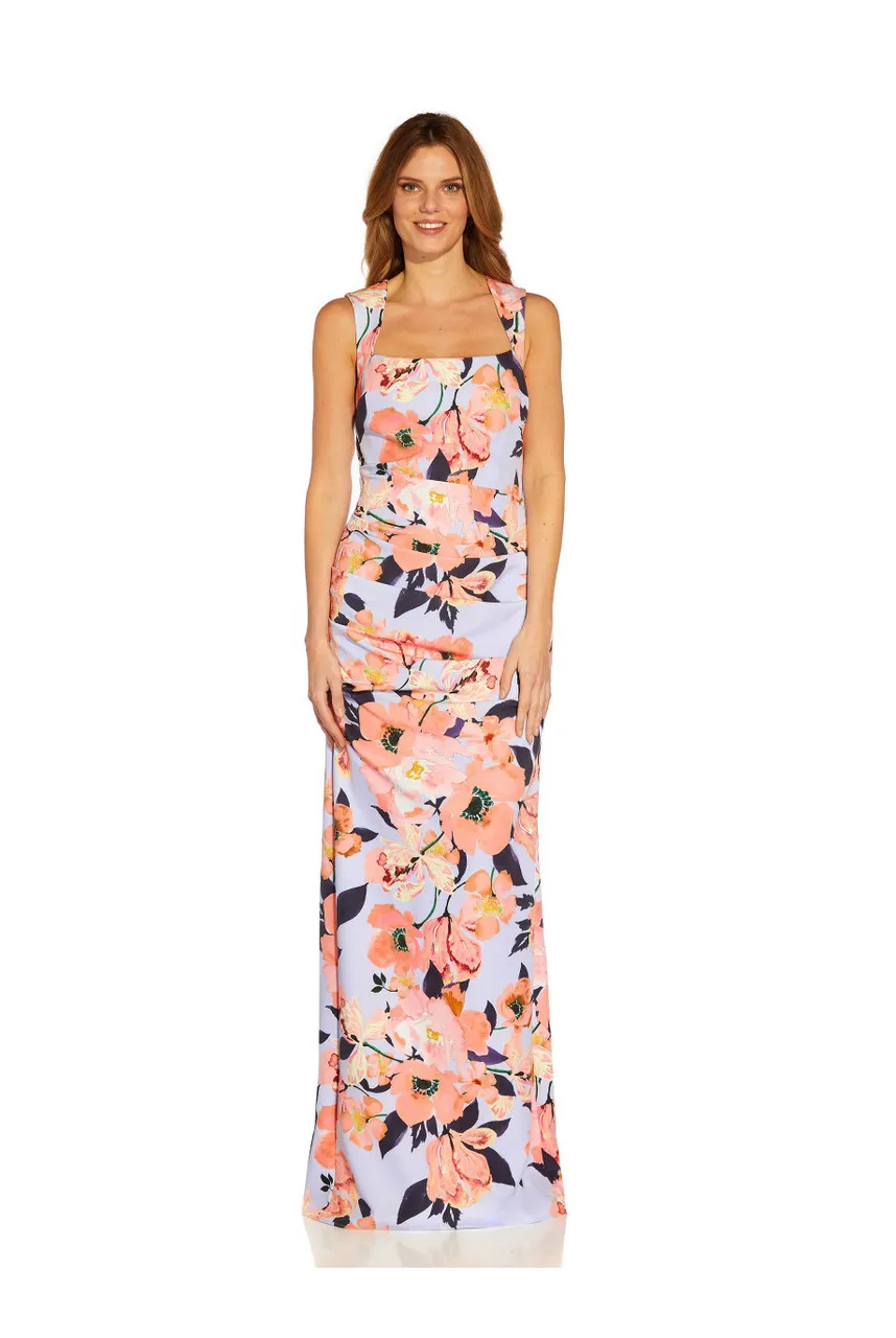 ADRIANNA PAPELL Print crepe gown 
                         
                     
                