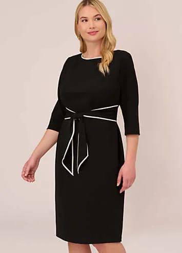 Adrianna Papell Tipped Crepe Tie Dress | Kaleidoscope