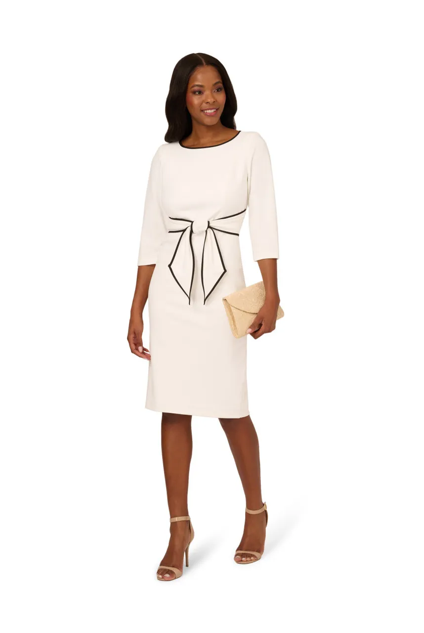 ADRIANNA PAPELL Tipped crepe tie dress 
                         
                     
                