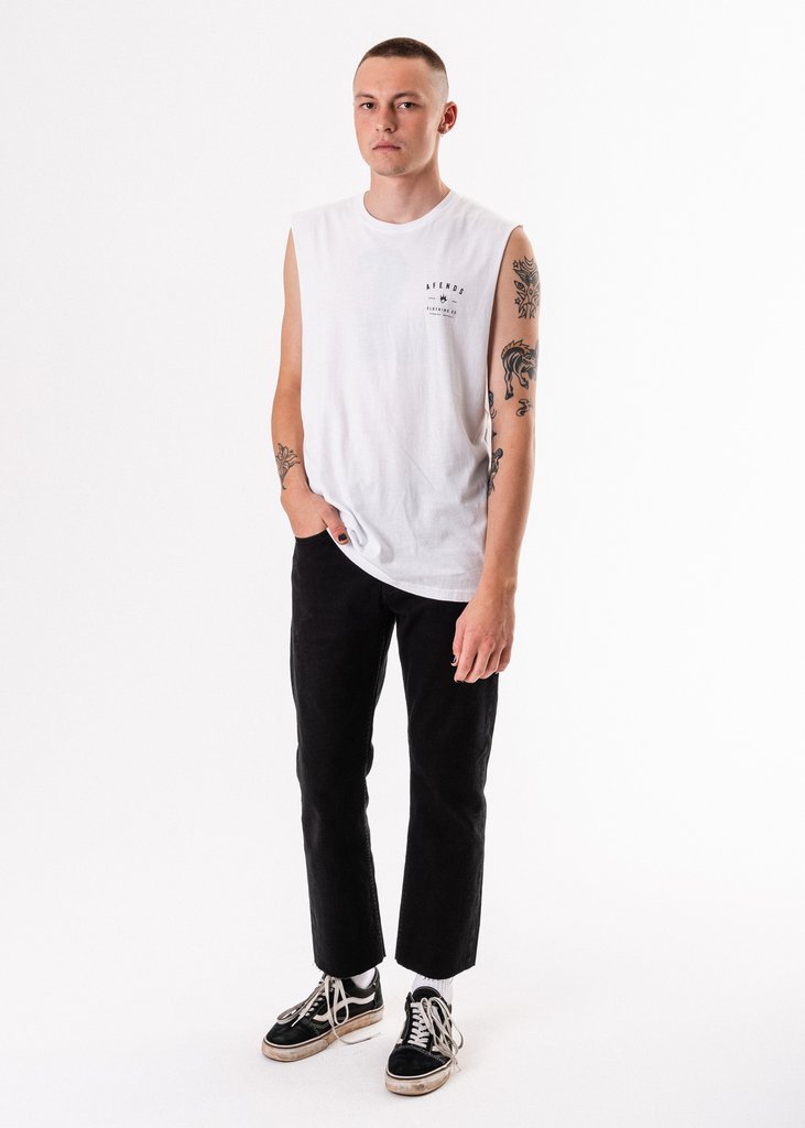 Afends  Bay Noise Bandcut Tee White