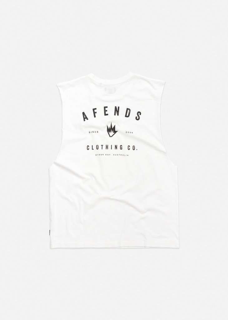 Afends  Bay Noise Bandcut Tee White