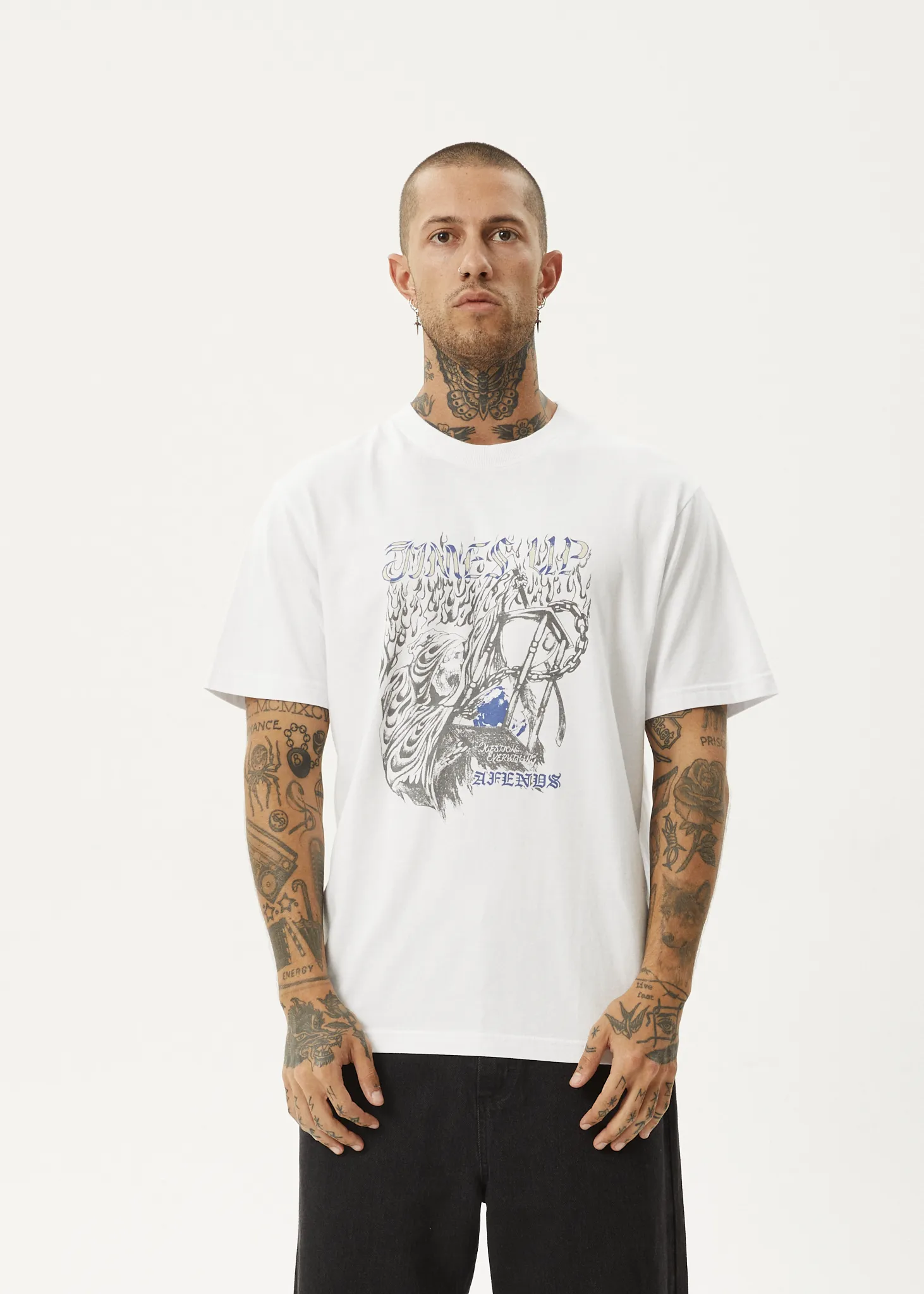 AFENDS Mens Times Up - Retro Fit Tee - White