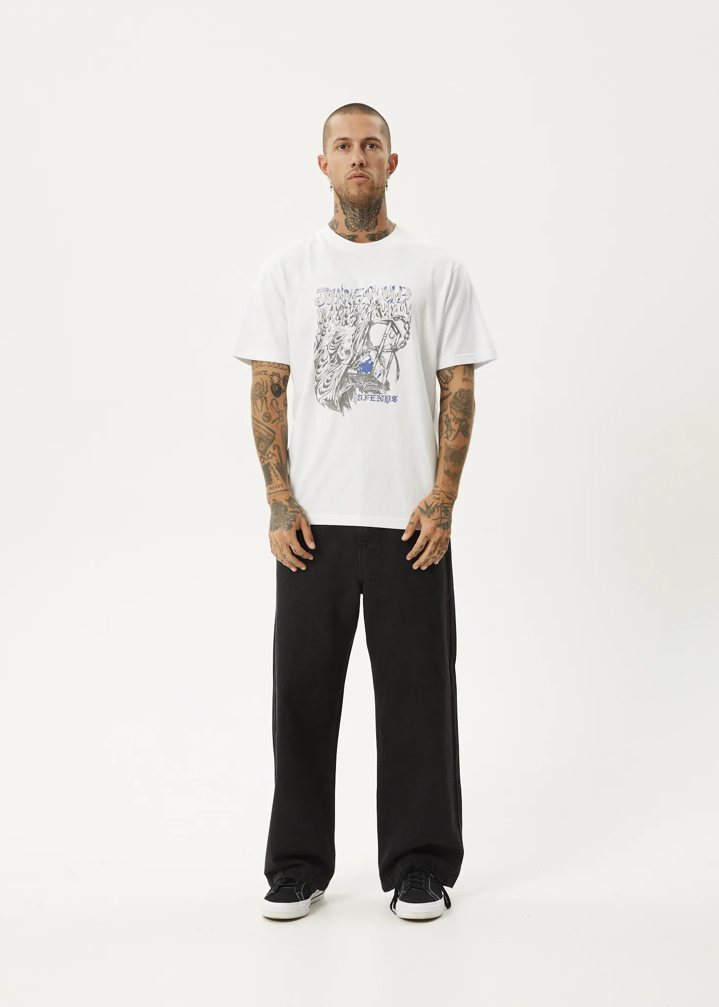 AFENDS Mens Times Up - Retro Fit Tee - White