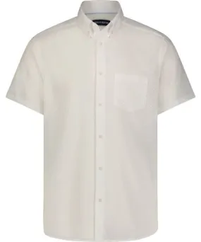 American Heritage White Seer Sucker Stretch Button Down Short Sleeve Shirt