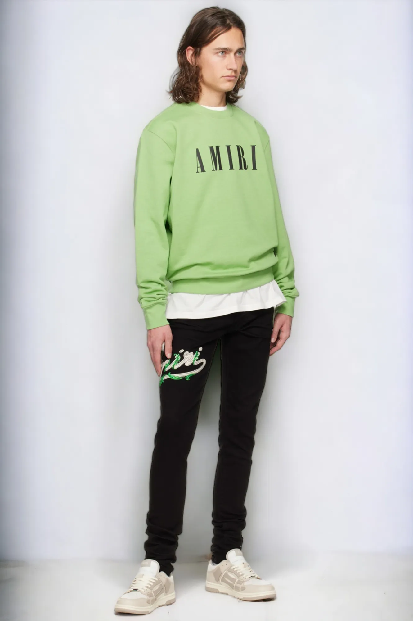 AMIRI  |Crew Neck Unisex Blended Fabrics Street Style Plain Cotton