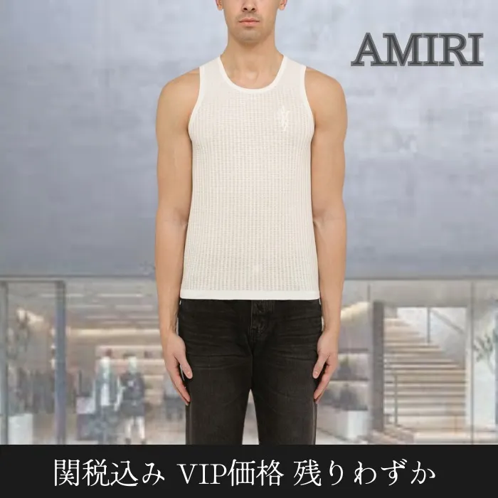 AMIRI  |Linen Street Style Plain Cotton Logo Tanks