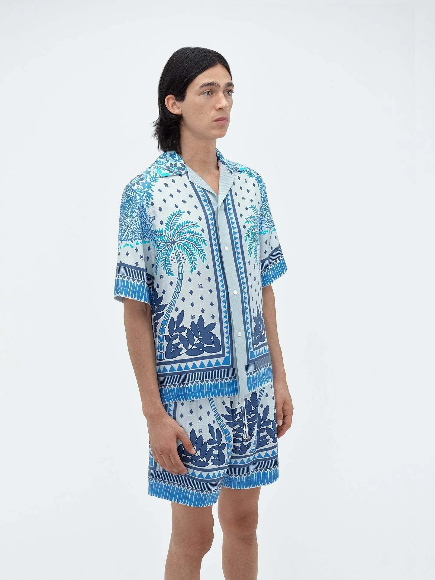 AMIRI  |Monogram Tropical Patterns Silk Street Style Short Sleeves