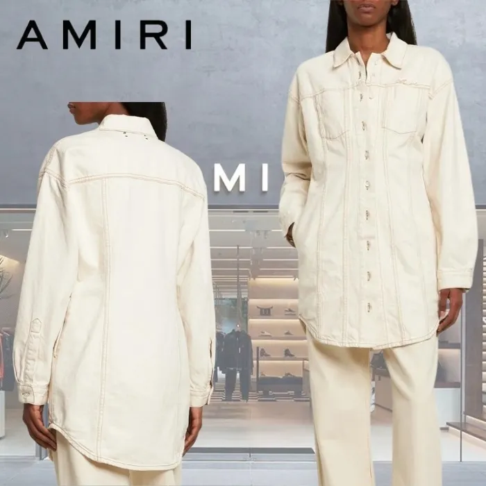 AMIRI  |Plain Cotton Logo Shirts & Blouses