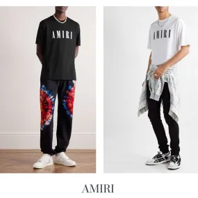 AMIRI  |Street Style Plain Cotton Short Sleeves Logo T-Shirts