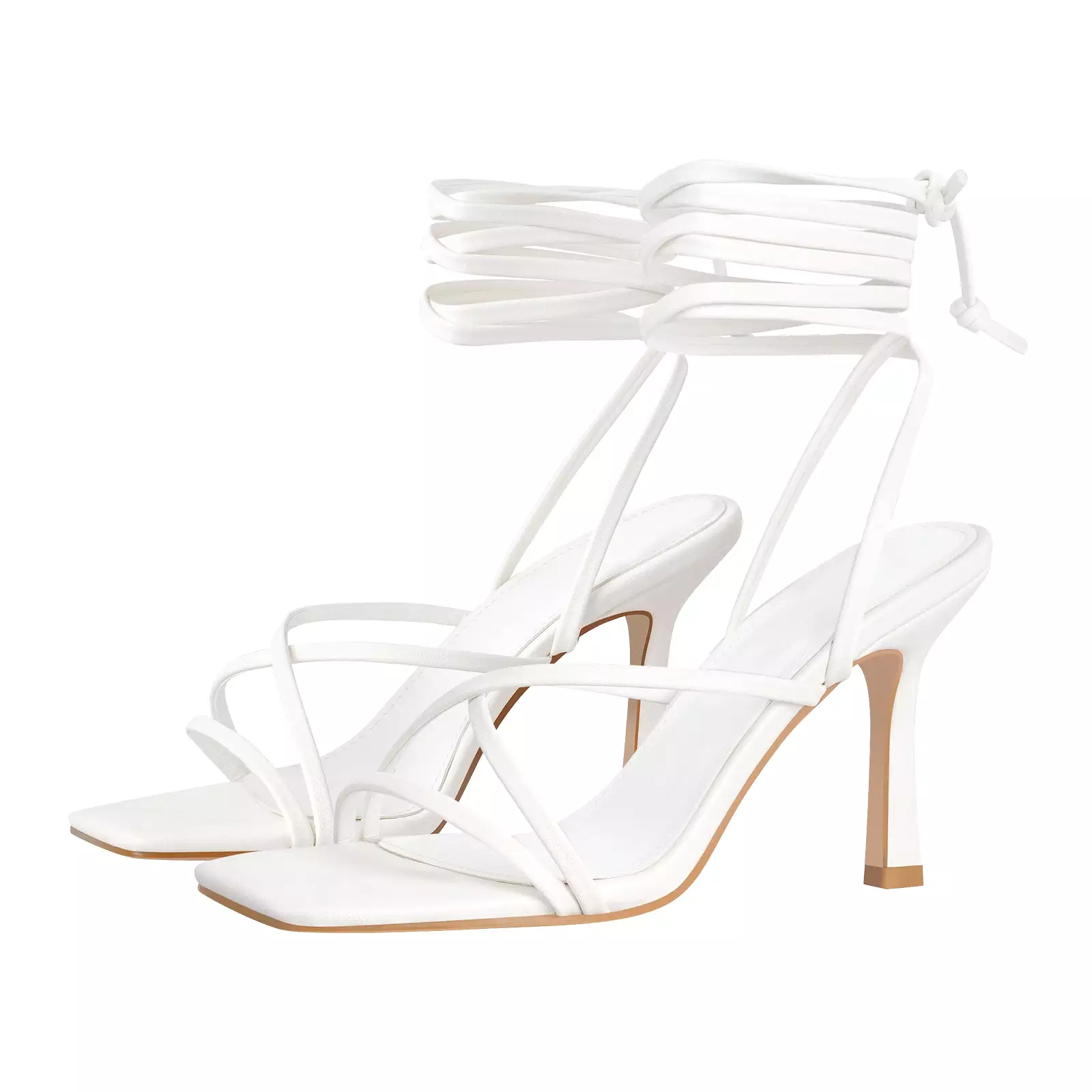 Ankle Strap Square Toe Stiletto Sandals