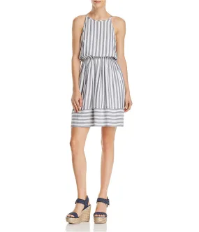 Aqua Womens Striped Fit & Flare Dress