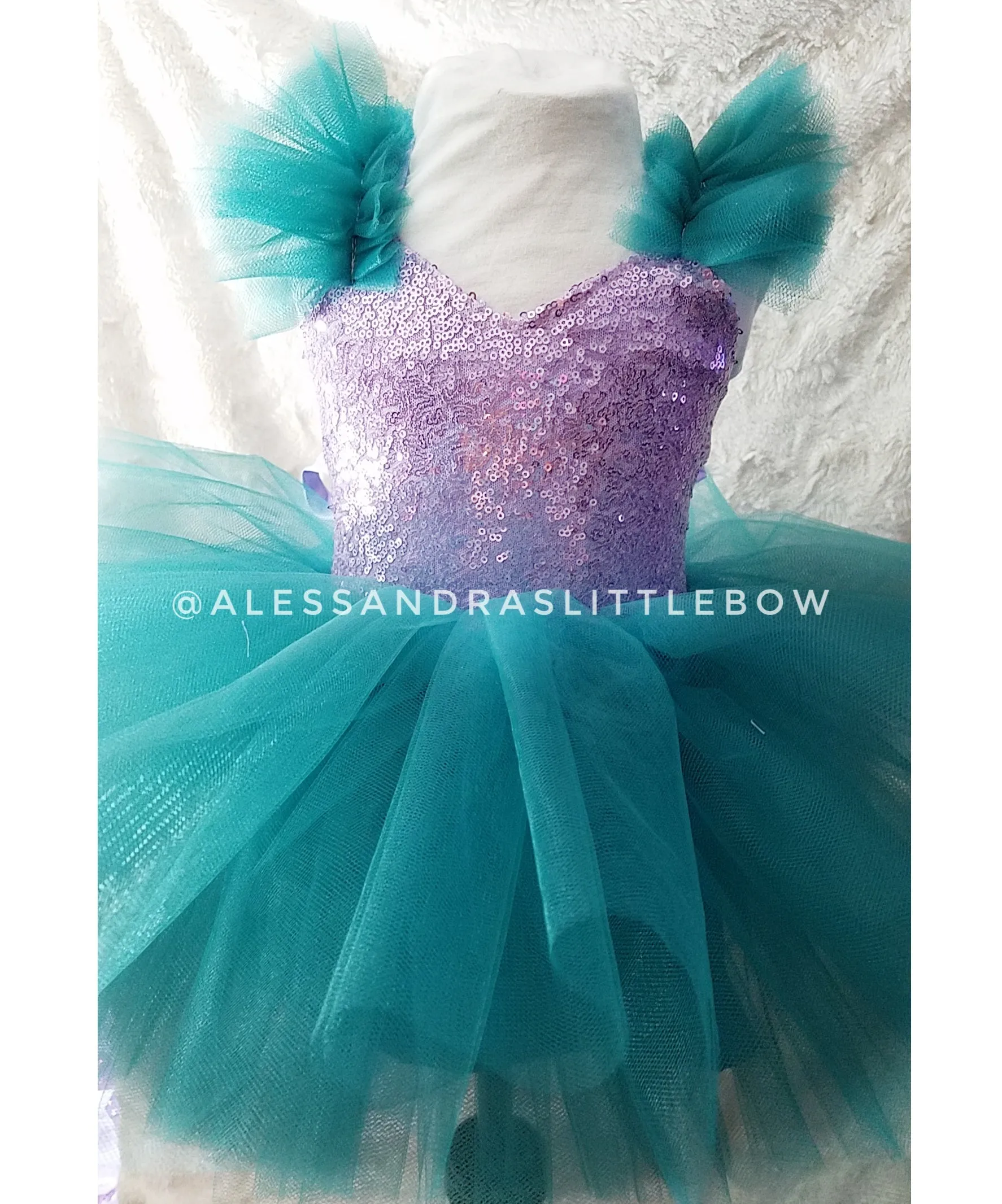 Ariella Couture dress lavender and teal