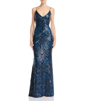 Avery G Womens Sequin Gown Dress