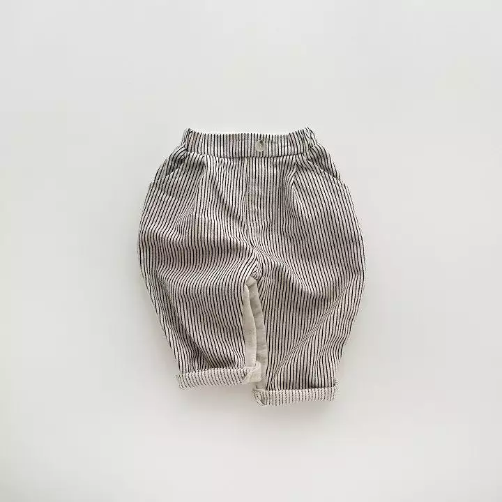 Baby Kid Boys Solid Color Striped Pants Wholesale 24030114