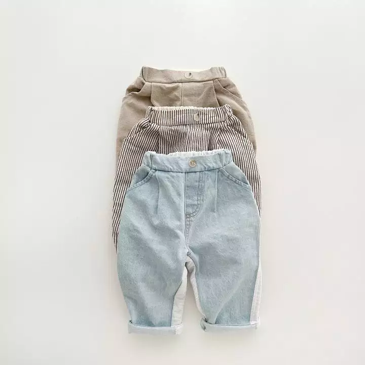 Baby Kid Boys Solid Color Striped Pants Wholesale 24030114